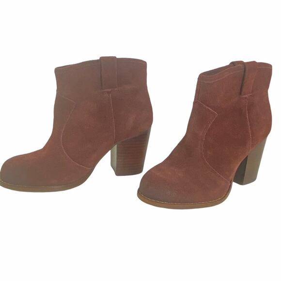 Splendid Lakota Suede Ankle Bootie Boots Wine 5.5 Block Heel Fall Chic Style - Picture 5 of 13